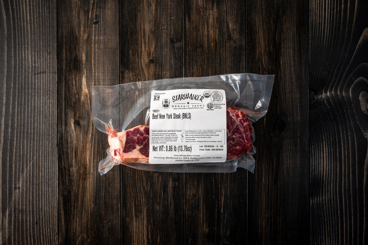 New York Strip Steak 8-10 oz, Organic Grass Fed
