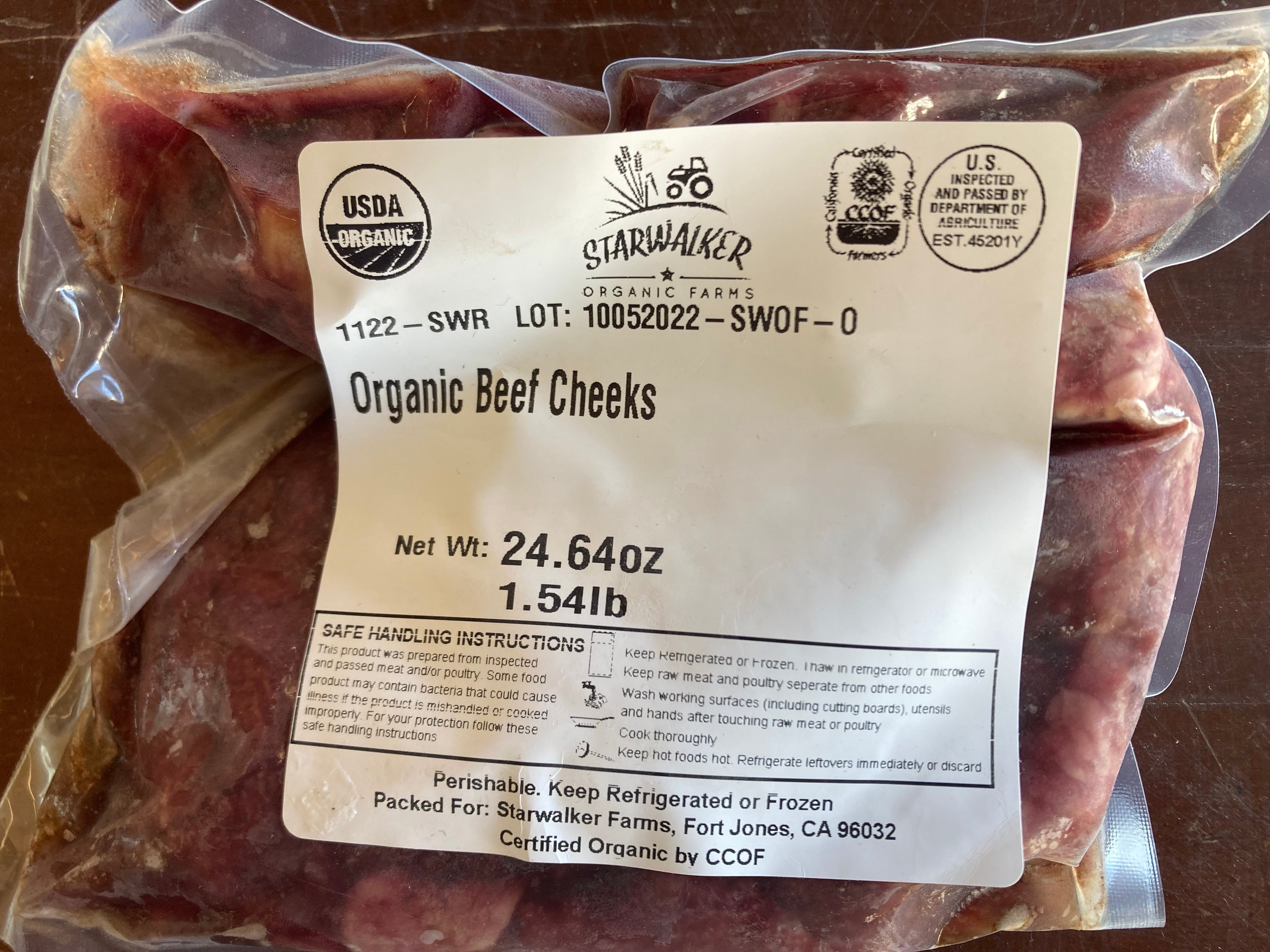 Beef Cheeks, Organic – StarWalker Organic Farms