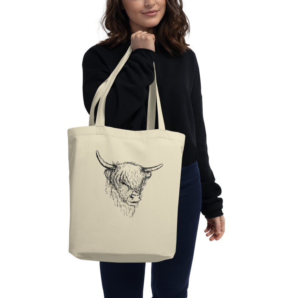 Scottish Highland Cow Eco Tote Bag - Organic Cotton
